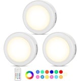 Cadrim RGB Schrankleuchten LED mit 2 Fernbedienung 3er Pack Schranklichter Kabinett Beleuchtung Unterbauleuchte Dimmbar 13 Farben für Schlafzimmer, Kleiderschrank, Kabinett