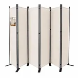 VOUNOT Vounot® Paravent Raumteiler 6 Teilig Freistehend Stoff Trennwand 340 x 30 x 164 cm Beige