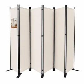 VOUNOT Vounot® Paravent Raumteiler 6 Teilig Freistehend Stoff Trennwand 340 x 30 x 164 cm Beige