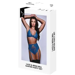Unterwäsche-Set Baci Lingerie Garter & Panty Blau (S/M)