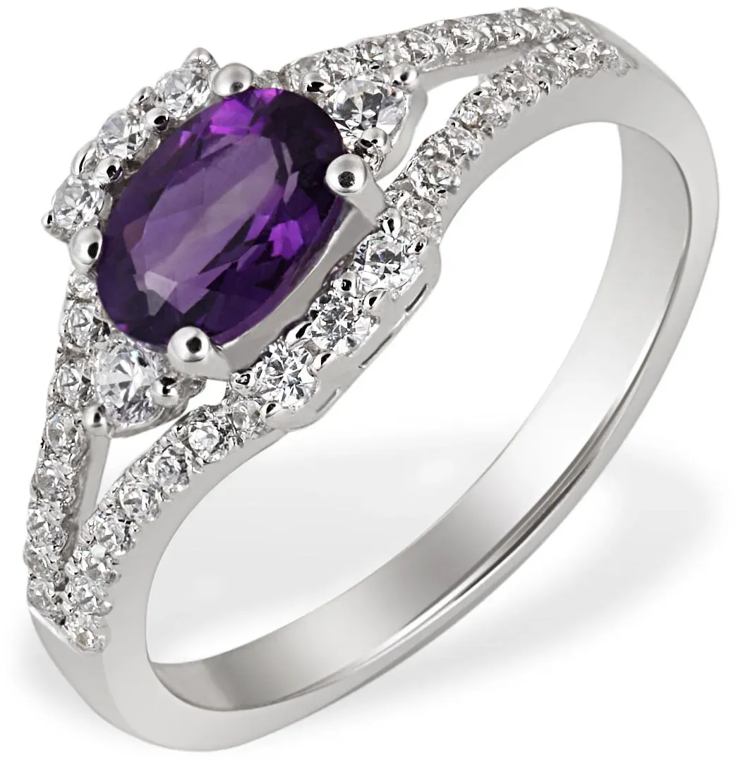 Fingerring GOLDMAID, weiß, Fingerringe, Damen, Silber 925 (Sterlingsilber), 925 Sterlingsilber 1 Amethyst 40 Zirkonia