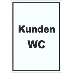Kunden WC Aufkleber mit Text Toilette hochkant A2 (420x594mm)