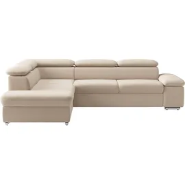 sit&more Ecksofa SIT & MORE "Valentine L-Form, B: 272 cm", braun (café), B:272cm H:73cm T:226cm, 100% Polyester;Luxus-Kunstleder/Struktur (88% Polyester, 12% Polyamid), Sofas, Ecksofa, mit Arm- & Kopfteilverstellung, optional mit Bettfunktion, Topseller