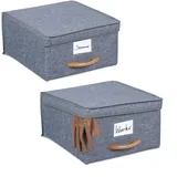 Relaxdays Aufbewahrungsbox 2er Set, je 12 l, Faltbox mit Deckel, Ordnungsbox aus Stoff, Faltbarer Regalkorb, Griff, grau