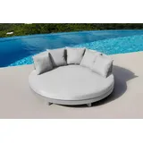 OUTFLEXX Willis Loungebett, hellgrau, Alu/Polyester, √ò175 x 60cm, runde Sonneninsel, inkl. Kissen