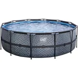 EXIT TOYS Stone Pool Set 427 x 122 cm inkl. Sandfilter grau