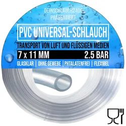 7 x 11 mm PVC Luft Filter Wasser Universal Labor Aquarium Terrarium Schlauch kla...