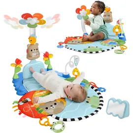 Fisher-Price 3-in-1 Kick & Sway Spieldecke mit sensorischen Spielzeugen zur Entwicklung von Neugeborenen