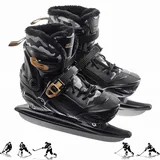 XIUWOUG Schlittschuhe Verstellbar für Kinder Herren und Damen, Ice Skates Größen 30 bis 45, Schicke Eislaufschuhe mit Schnellverschluss für Sicheren Halt, Einfach an- und auszuziehen,Schwarz,XL 42_45