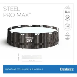 BESTWAY Steel Pro Max Frame Pool Set 366 x 100 cm holzoptik inkl. Filterpumpe