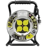 Kabeltrommel 50m HEAVY LINE 3x2,5mm Schwarz mit Metalltrommel 4x 230V-Steckdosen