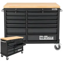 Trutzholm Werkstattwagen DELUXE 12 Schubladen 123 cm Breite unbestückt mit massiver Arbeitsplatte Anthrazit