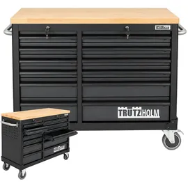 Trutzholm Werkstattwagen DELUXE 12 Schubladen 123 cm Breite unbestückt mit massiver Arbeitsplatte Anthrazit
