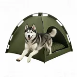 Tipi Zelt für Haustiere Hundezelt Katzenzelt mit Plüschkissen Haustierzelte Häuser für Katzen und Hunde Wegklappen Hundehöhle und Haustierhäuser (Armeegrün, L:50 * 50CM(passend für Haustiere 7,5 k)
