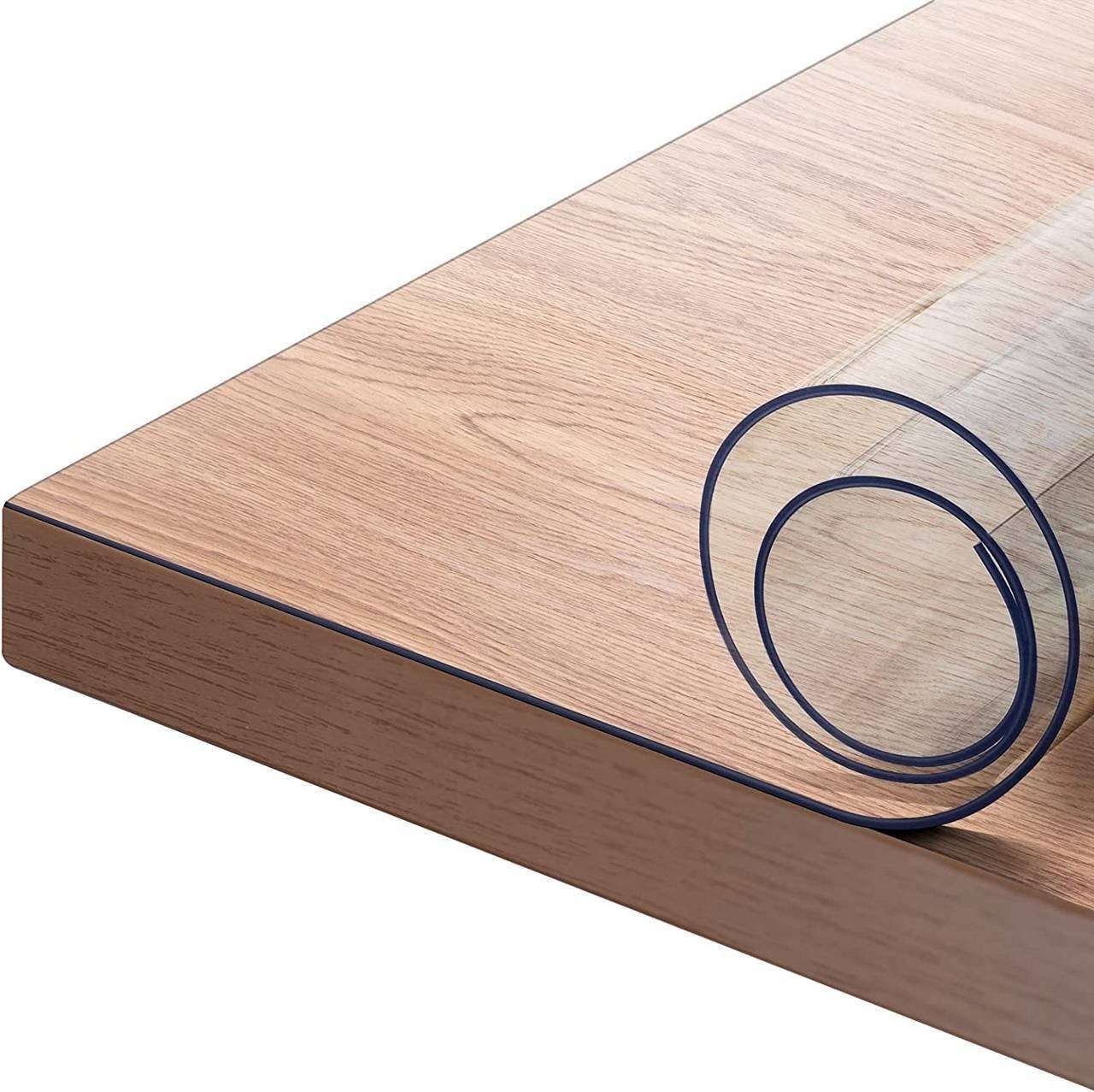 Woltu Tischdecke (1-tlg), 2 mm Wasserdicht Durchsichtige Tischfolie aus PVC weiß 100 cm x 180 cm