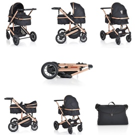 Moni Kombikinderwagen 2 in 1 Thira Babywanne, umbaubar, Sportsitz, Fußabdeckung schwarz