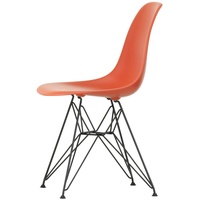 Vitra - Eames Plastic Side Chair DSR RE, basic dark / poppy red (Kunststoffgleiter basic dark)