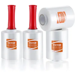 VEVOR Stretchfolie, 127 mm x 305 m, 4er-Set, 80 Gauge Industriestärke, transparente Palettenfolie, strapazierfähige Verpackungsfolie mit Griffen zum Verpacken von Paletten, Versand und Umzügen