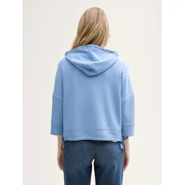 Tom Tailor Damen Hoodie Sweatshirt aus Scuba, blau, Uni, Gr. M