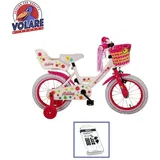 Kinderfahrrad Volare Ashley - 14 Zoll - Rot / Weiß - Inklusive WAYS Reifenreparaturset - Weiß