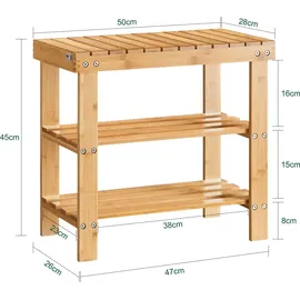 SoBuy Schuhbank 50 x 45 x 50 cm naturbelassen / Bambus