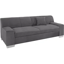 2,5-Sitzer DOMO COLLECTION "Bero, elegant und zeitlos, kubisch, flache Armlehnen", schwarz (pepper), B:212cm H:74cm T:85cm, Feinstruktur (100% Polyester), Luxus-Microfaser (100% Polyester), Zierkissen: Im jeweiligen Bezugsstoff, Struktur fein (100% Polyester), Sofas, fester Sitzkomfort