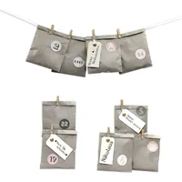 Frau WUNDERVoll® DIY Adventskalender Bescherung, Papiertüten flach 13x16,5cm, grau,