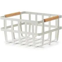 Zeller Aufbewahrungskorb Metall/Bambus 25 x 31,5 x 17 cm weiß