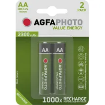 AgfaPhoto Akku NiMH, Mignon, AA, HR06, 1.2V/2300mAh Value Energy, Retail Blister (2-Pack)
