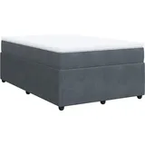 vidaXL Boxspringbett mit Matratze Dunkelgrau 120x200 cm Samt