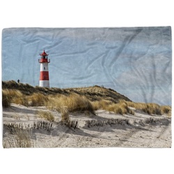 Sinus Art Handtücher Handtuch Strandhandtuch Saunatuch Kuscheldecke mit Fotomotiv Leuchtturm Nordsee, Baumwolle-Polyester-Mix (1-St), Handtuch 100 cm x 180 cm