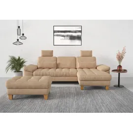 sit&more Ecksofa SIT & MORE "Westham L-Form", braun (macciato), B:275cm H:88cm T:172cm, 100% Polyester, Sofas, Ecksofa, mit Recamiere, mit oder ohne Bettfunktion, Bettkasten, Füße Eiche
