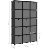 vidaXL Bücherregal 15 Fächer 103 x 30 x 175,5 cm Schwarz