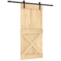vidaXL Schiebetür rechts 95 x 210 cm Natürlich/Schwarz