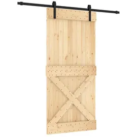 vidaXL Schiebetür rechts 95 x 210 cm Natürlich/Schwarz