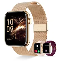 Erkwei Smartwatch für Damen, 1,85 Zoll Touchscreen Fitnessuhr mit Bluetooth Anrufe Sprachassistent, Damenuhr mit Schrittzähler Pulsmesser Schlafmonitor Armbanduhr für iOS Android