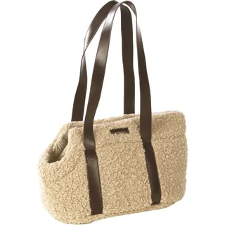 Karlie Hundetasche - Tragetasche Pookie Beige – 50x24x26cm – Fleece mit Schaum – Handwäsche – Sicherheitsleine – Abnehmbarer Boden – Aufbewahrungstasche