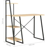 vidaXL Schreibtisch mit Regaleinheit Schwarz und Eiche 102×50×117 cm