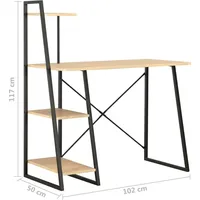 vidaXL Schreibtisch mit Regaleinheit Schwarz und Eiche 102×50×117 cm