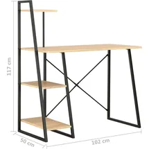 vidaXL Schreibtisch mit Regaleinheit Schwarz und Eiche 102×50×117 cm