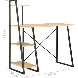 vidaXL Schreibtisch mit Regaleinheit Schwarz und Eiche 102×50×117 cm