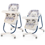 DREAMADE Baby Hochstuhl Klappbar, Kinderhochstuhl mit verstellbarem Sitz &Pedal & Rücklehne, Hochstuhl mit Rollen & Sicherheitsgurt & Tablett, für Baby 6-36 Monate, belastbar bis 15kg (Blau)