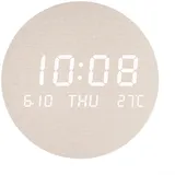 Feegow Digitale Wanduhr aus Holz, 3D-LED-Wanduhr, 19,5 x 2,5 cm, Tischuhr, großes Display, digitale Wanduhr, Schreibtischuhr, leiser Betrieb, Wanduhr (A)