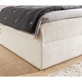 Fun Möbel Boxspringbett Schlafzimmerbett DOMINGA PREMIUM 120x220cm Stoff Coral Dunkelbeige