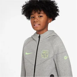 Nike FC Barcelona Sportswear Tech Fleece Kapuzenjacke Jungen 065 dk grey heather/black/barely volt S 128-137 cm