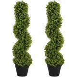 Homcom 2er-Set Künstlicher Spiral-Buchsbaum, 90 cm Dekoration, Blumen , Zubehör, Kunstpflanzen