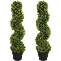 Homcom 2er-Set Künstlicher Spiral-Buchsbaum, 90 cm Dekoration, Blumen , Zubehör, Kunstpflanzen