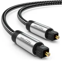 deleyCON 3,0m Toslink Kabel Optisches Digital Audio Kabel mit Metallstecker & Nylon Mantel - SPDIF Lichtwellenleiter Kabel