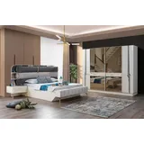 JVmoebel Schlafzimmer-Set Elternzimmer Schlafzimmer Set Garnitur Komplette Schrank Bett, (4-tlg., 4tlg Set(Bett +2x Nachttische+Kleiderschrank) 4069424723960(Celmo), Made in Europa weiß