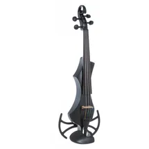 Gewa E-Violine, elektronische Violine, Novita 3.0 Schwarz mit Adapter für Schulterstützen, 4-saitig